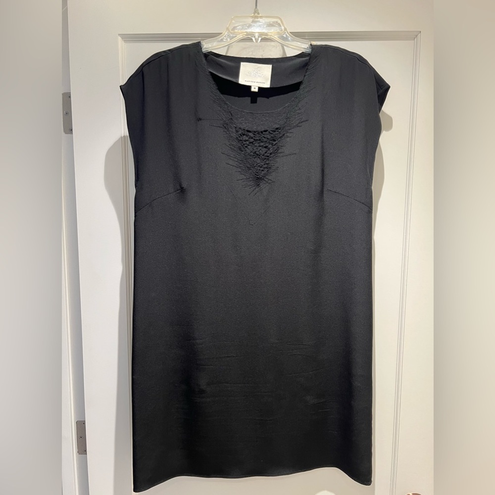 MADISON MARCUS Silk Shift Dress/Tunic with Embroidered Neckline